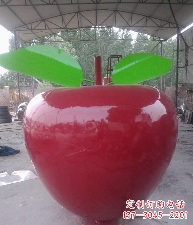 达州黑凤凰不锈钢苹果景观雕塑