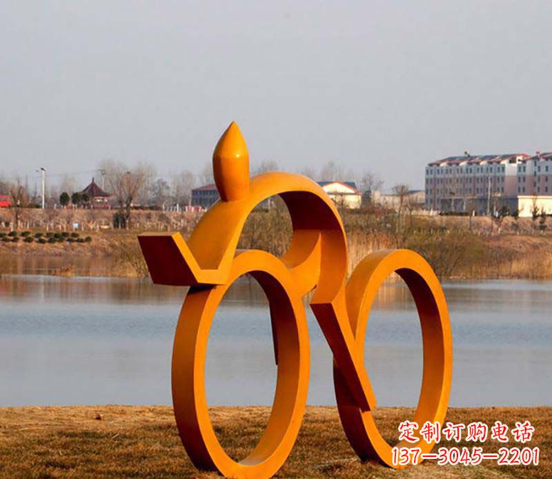达州产品名称健康运动不锈钢骑自行车人物雕塑