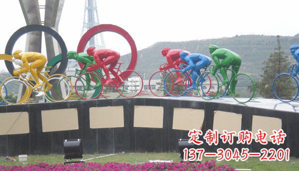 达州品味传统,扬帆未来——不锈钢骑自行车雕塑