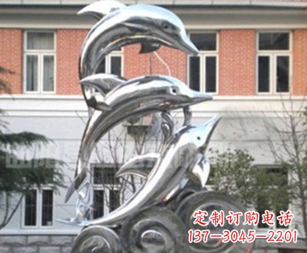 达州跳跃海豚海浪不锈钢雕塑