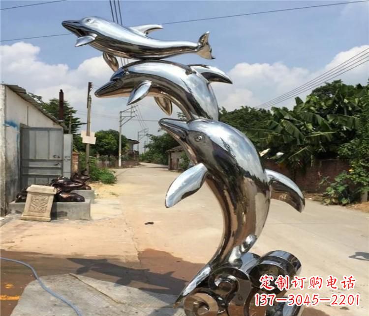 达州冲浪海豚不锈钢雕塑