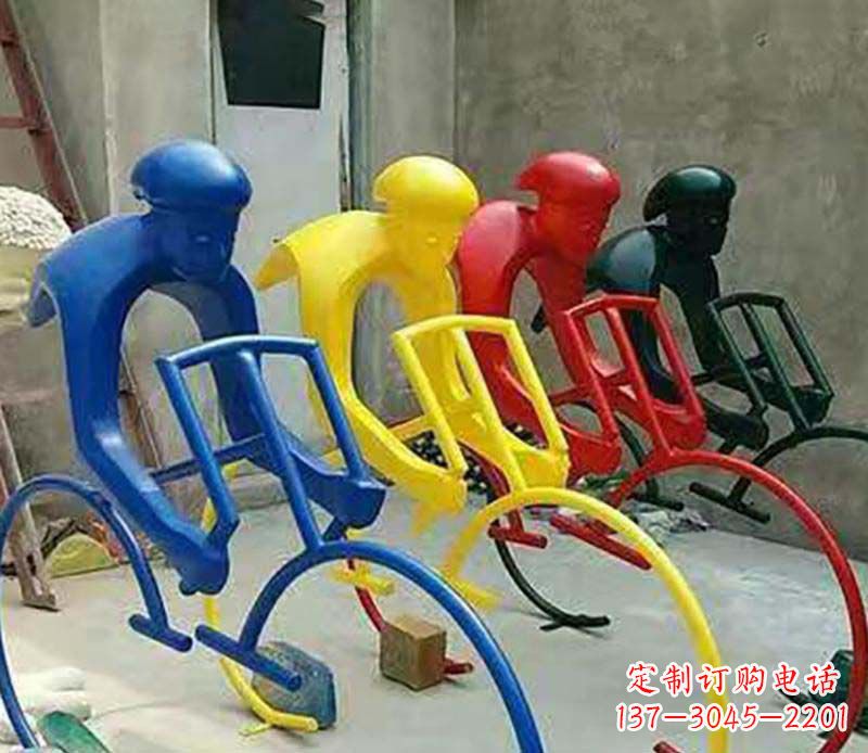 达州不锈钢自行车运动人物景观雕塑