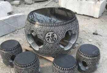 达州特大型福字桌凳石雕