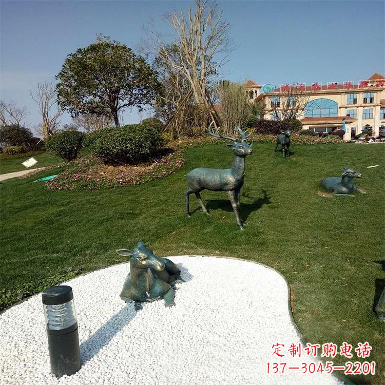 达州公园草坪动物雕塑摆件铜雕鹿