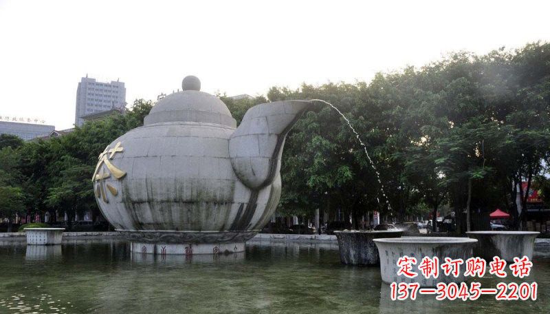 达州精致雕塑茶壶石雕