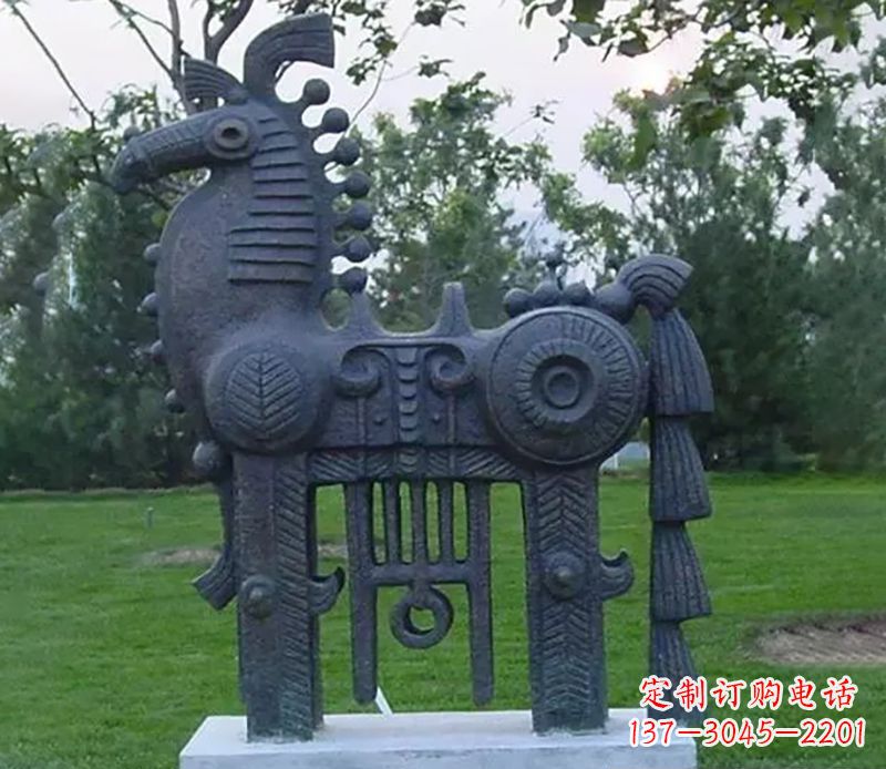 达州公园抽象马铜雕 (2)