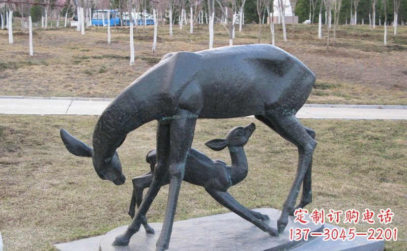 达州母子鹿铜雕艺术塑像