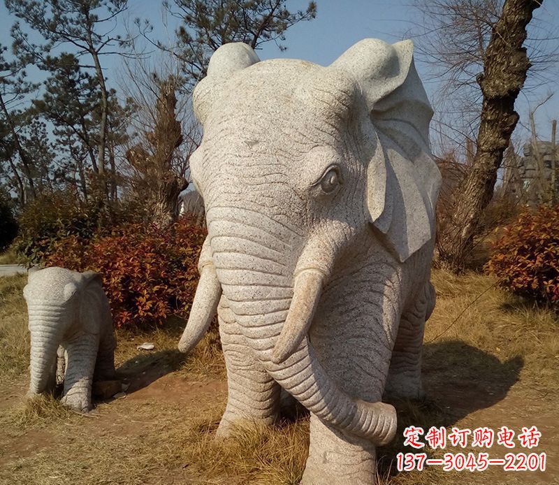 达州公园大理石大象动物石雕 (2)