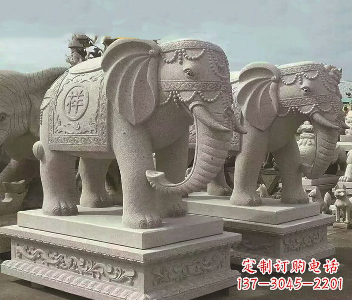 达州精美大象大理石雕塑