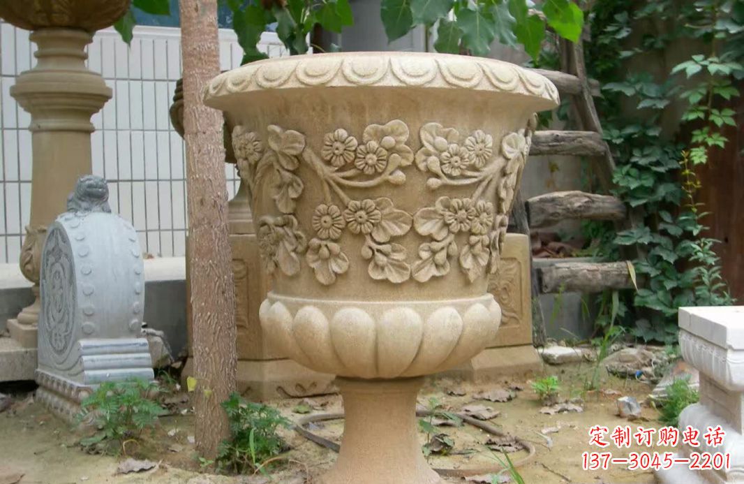 达州公园大理石花盆雕塑