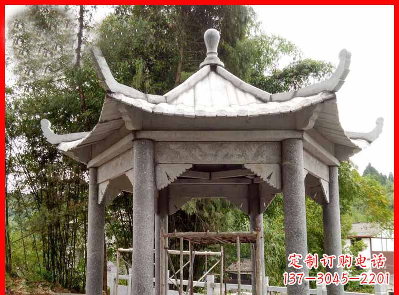 达州公园大理石六角凉亭石雕