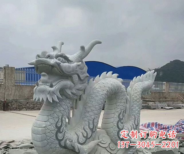达州公园大理石生肖龙景观石雕 (2)