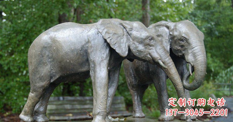 达州公园大象动物铜雕 (2)
