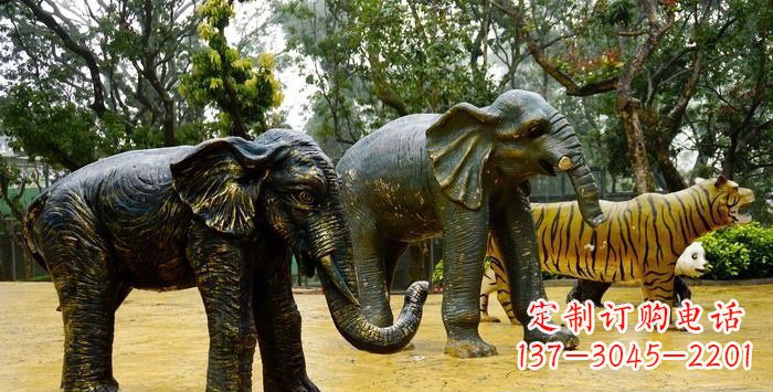 达州公园大象动物铜雕_1
