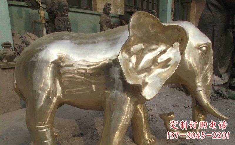 达州公园大象动物铜雕_2
