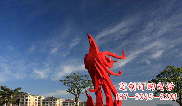达州公园大型不锈钢凤凰雕塑