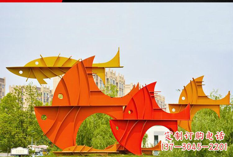 达州公园大型不锈钢鲤鱼造型雕塑