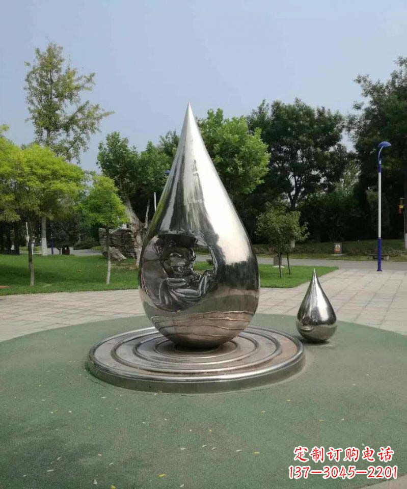 达州电镀不锈钢水滴雕塑