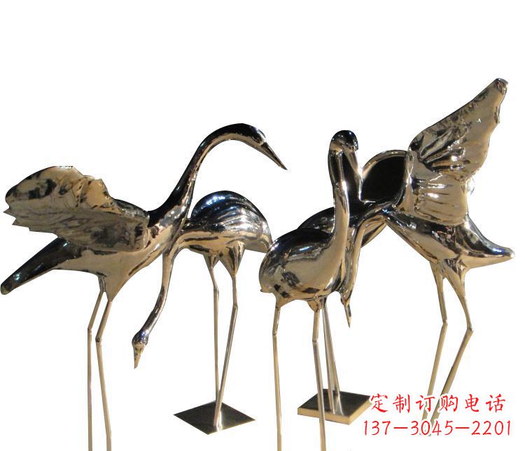 达州三角中国领雕塑不锈钢仙鹤雕塑