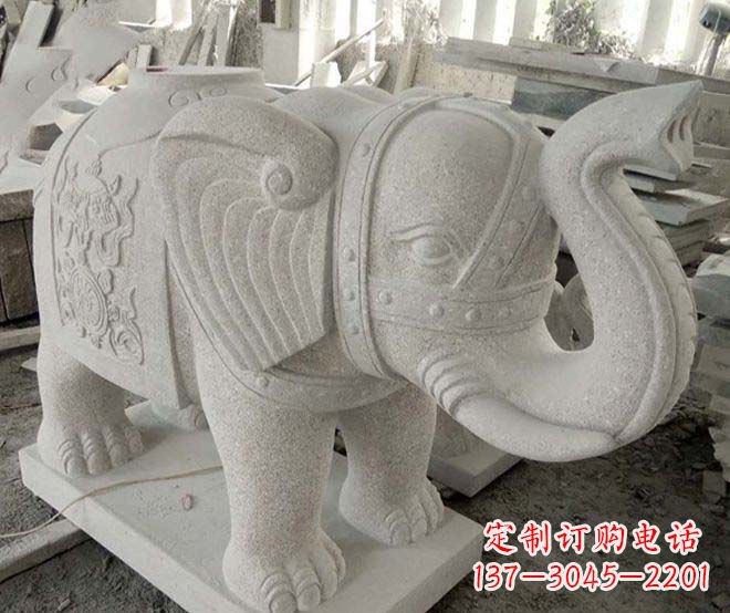 达州公园动物大理石大象石雕 (3)