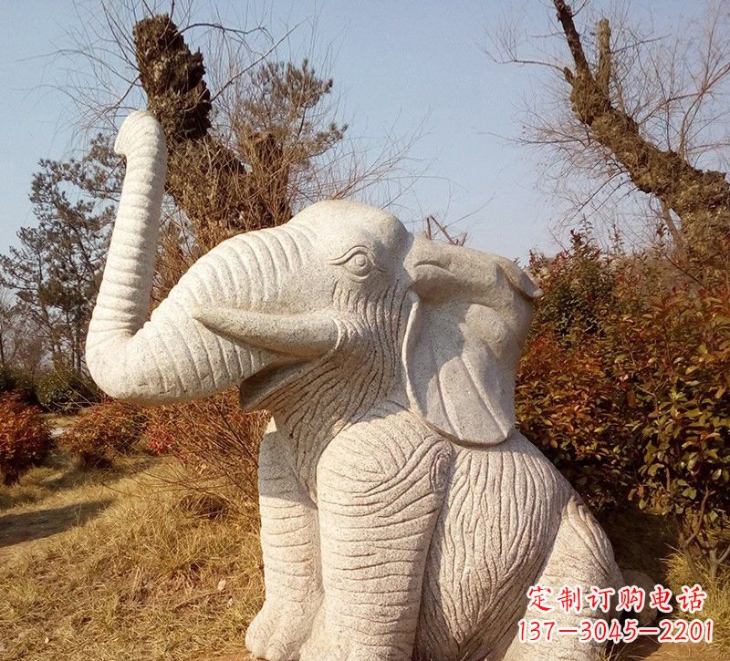 达州公园动物大象石雕
