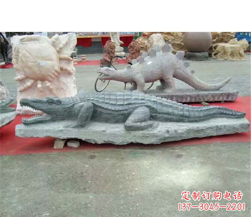 达州公园动物鳄鱼石雕