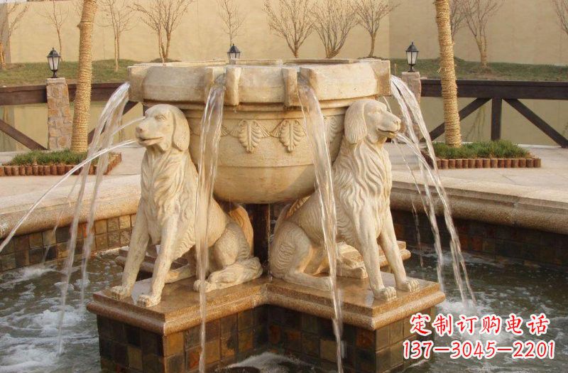 达州喷泉狗石雕