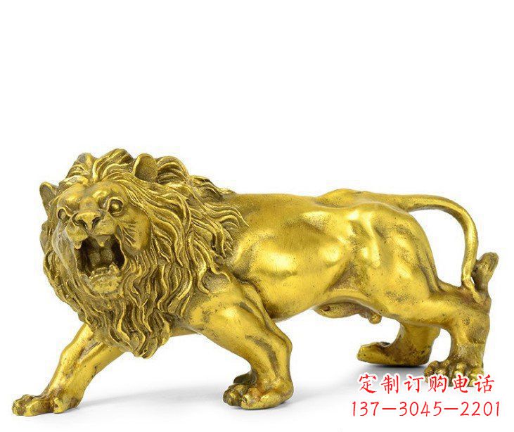 达州公园动物黄铜鎏金狮子铜雕塑