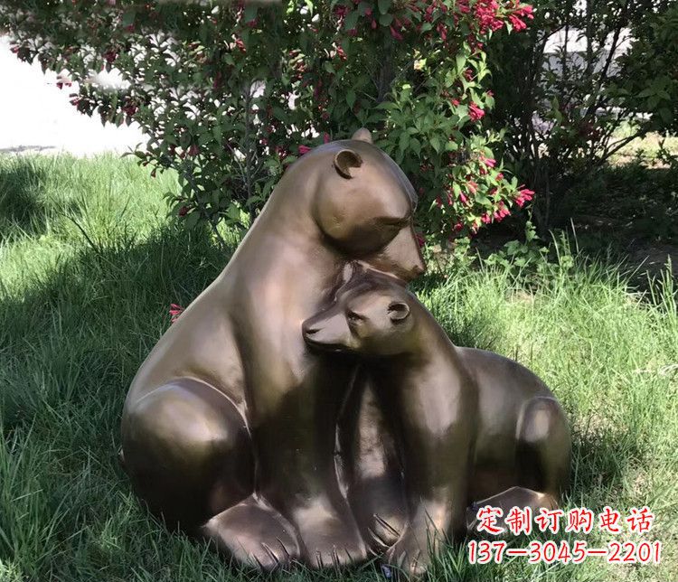 达州公园动物母子熊铜雕