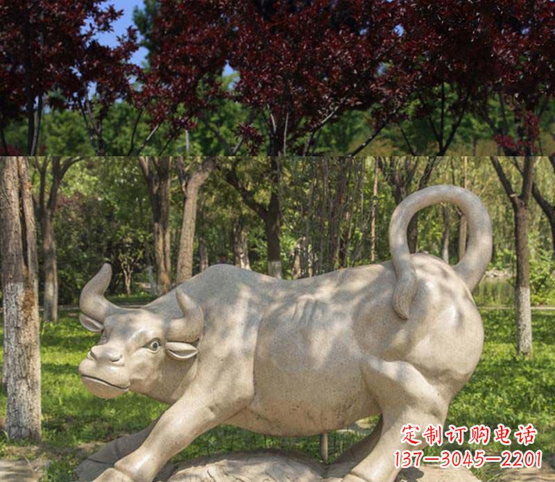 达州公园动物牛石雕