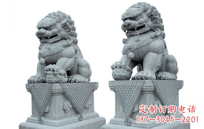 达州公园动物青石狮子石雕