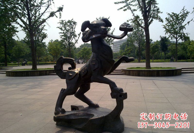 达州公园动物如意小狗铜雕
