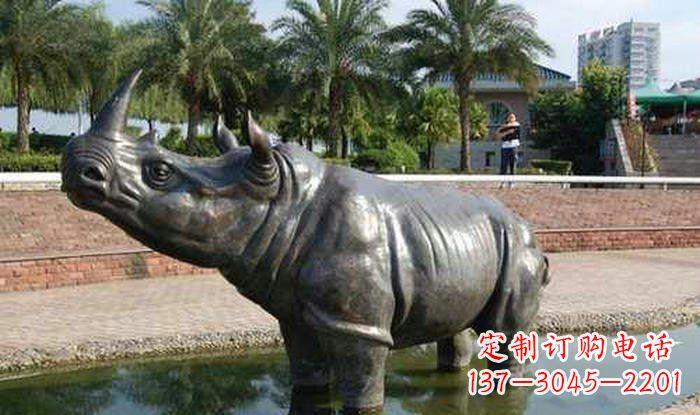 达州公园动物铜雕犀牛