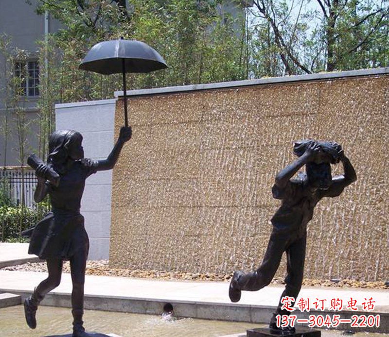 达州抗风雨小男孩铜雕