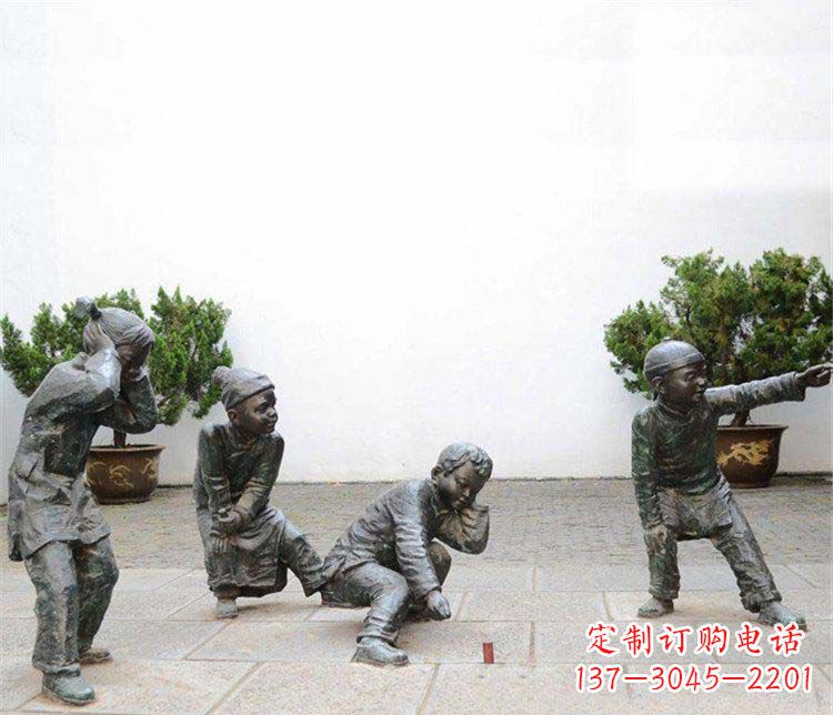 达州公园放鞭炮的小孩小品铜雕