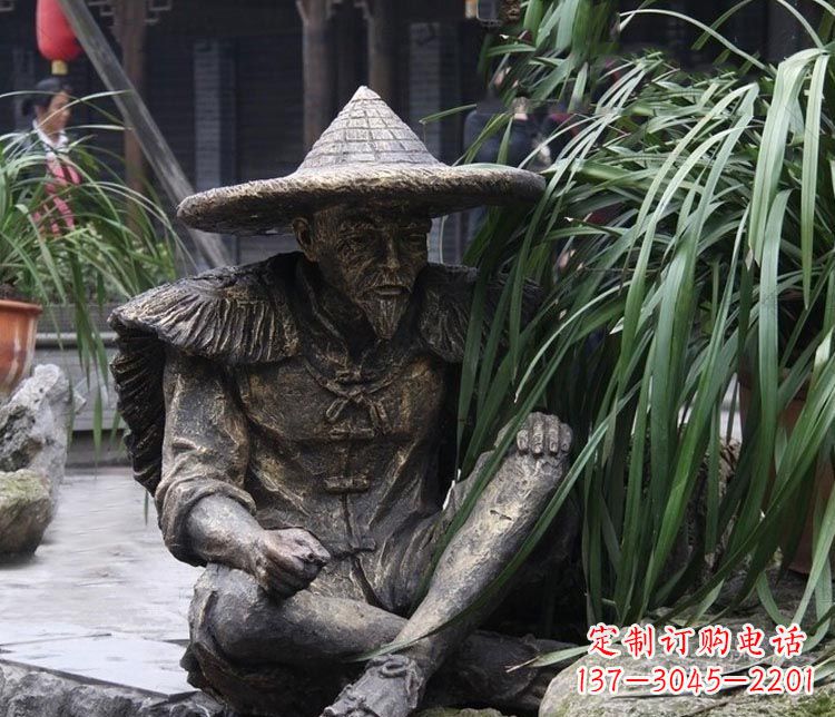 达州中领雕塑定制——古典经典“渔翁”铜雕