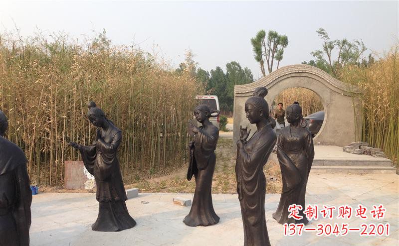 达州公园古代女人人物铜雕