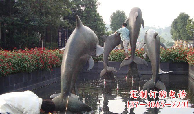 达州公园海豚动物铜雕