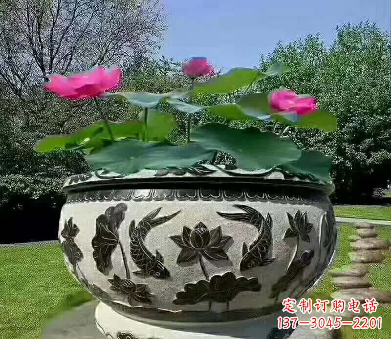 达州唯美鲤鱼水缸雕塑