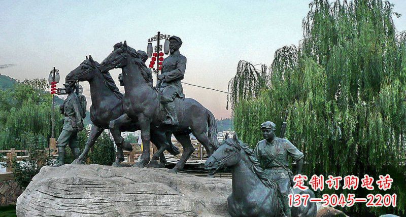 达州公园红军骑马景观铜雕