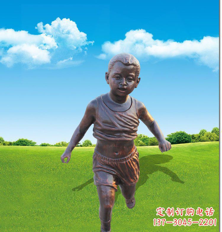 达州优雅玻璃钢仿铜儿童雕塑
