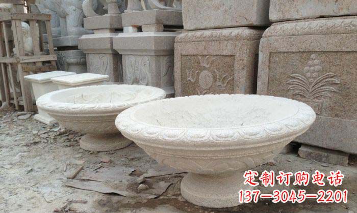 达州细腻雅致的大理石花盆石雕