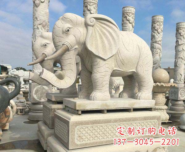 达州公园景观大理石招财大象石雕 (2)