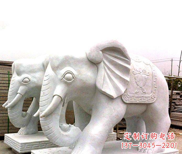达州公园景观大理石招财大象石雕