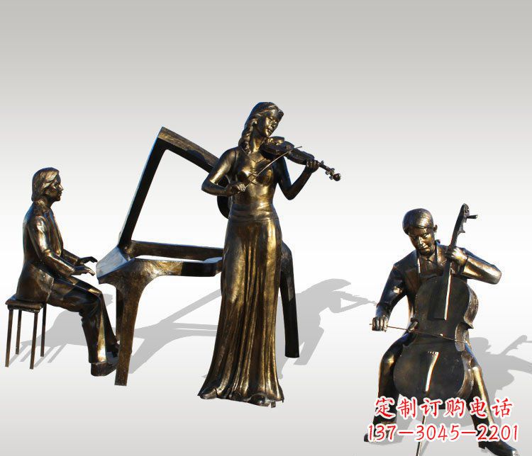 达州公园景观钢琴拉小提琴人物铜雕