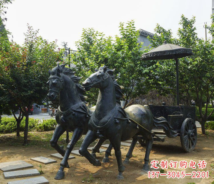 达州公园景观古代马车铜雕