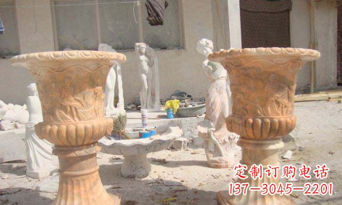 达州红花盆石雕艺术雕塑