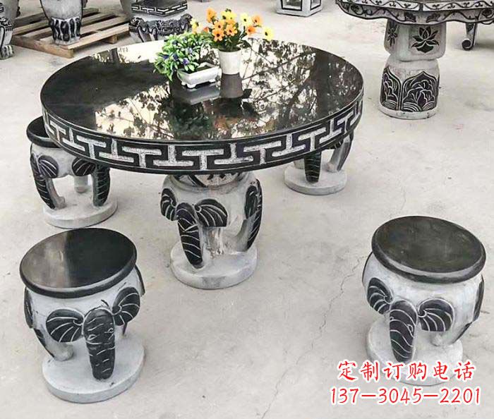 达州公园景观圆形石桌凳