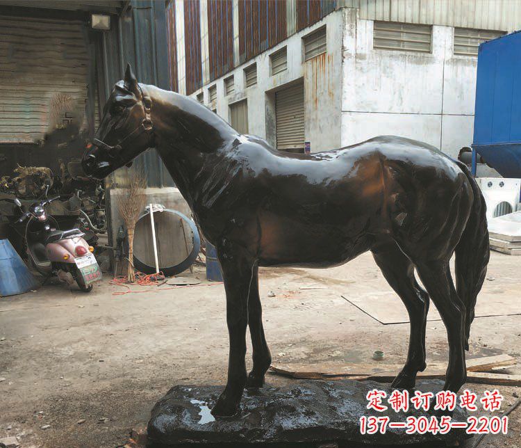 达州公园骏马动物玻璃钢仿铜摆件