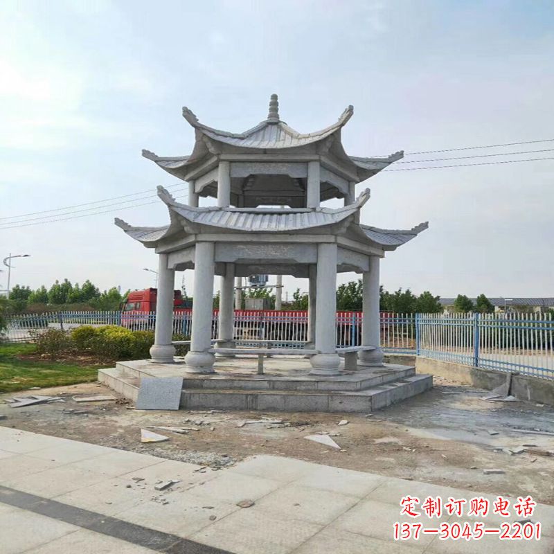 达州公园凉亭双层石雕亭子